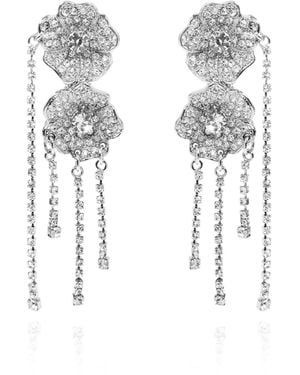 Alessandra Rich Flower-Shaped Clip-On Earrings - White