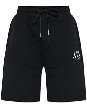 LAB C.O. OFF WHITE Sweat Shorts With Printed Logo - Blue