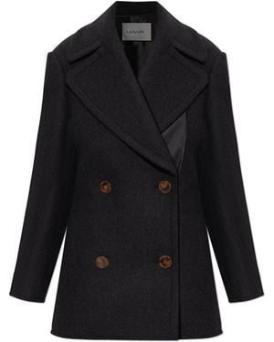 Lanvin Short Double-Breasted Coat - Black