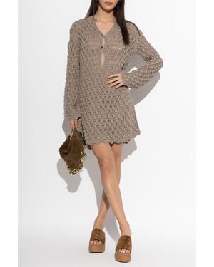 Akep Crochet Dress With Long Sleeves - Natural