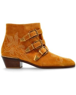 Chloé Suede Heeled Ankle Boots 'Susan' - Brown