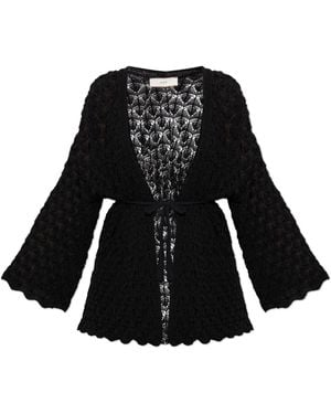 Akep Cardigan With A Decorative Knit Pattern - Black