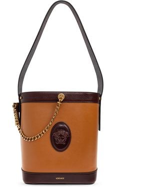 Versace 'Pivot Small' Bucket Shoulder Bag - Brown