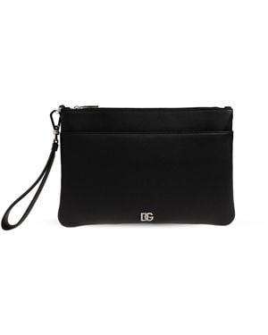 Dolce & Gabbana Leather Wristlet Pouch - Black