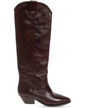 Isabel Marant Denvee' Leather Heeled Boots - Brown