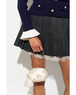 Self-Portrait Satin Clutch With Appliqués - Blue