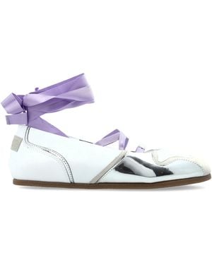 Moschino Leather Ankle-Tie Shoes - White