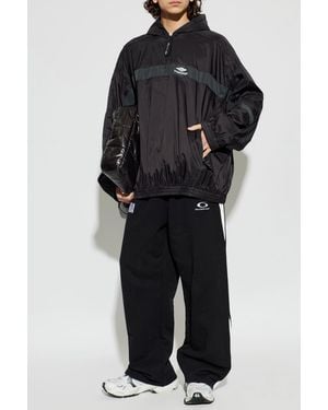 Balenciaga Nylon Hooded Sweatshirt - Black