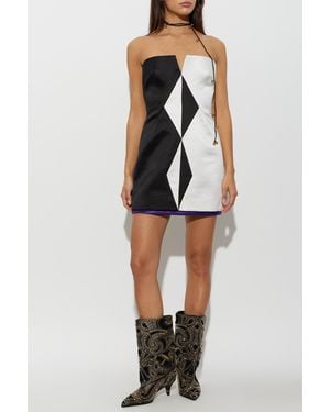 Versace Silk Off-Shoulder Dress - Black