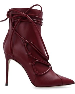 Sophia Webster Lace-Up Leather Stiletto Ankle Boots - Red