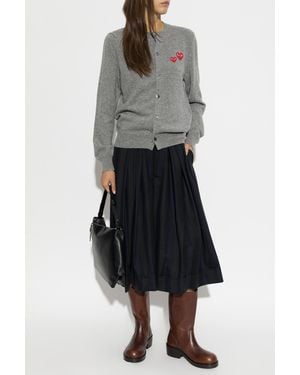 COMME DES GARÇONS PLAY Wool Cardigan With Logo Patch - Gray