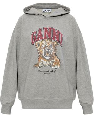 Ganni Sweatshirt With Logo - Grey
