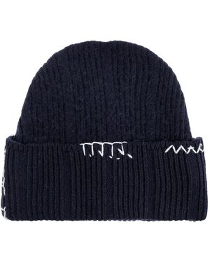 Marni Wool Beanie With Stitching - Blue