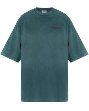 Moschino T-Shirt With Embroidered Logo - Green