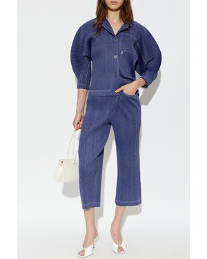 Pleats Please Issey Miyake Pleated Jacket With Pocket - Blue