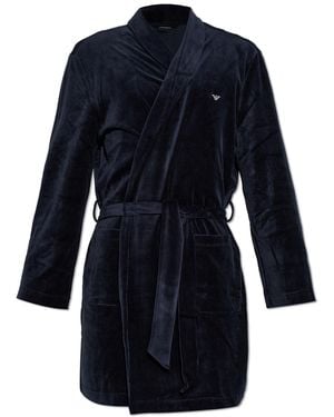 Emporio Armani Belted Bathrobe - Blue
