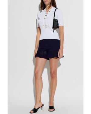 Self-Portrait High-Waisted Shorts - Blue