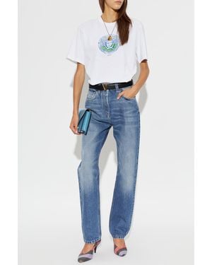 Versace Cotton T-Shirt With Print - Blue