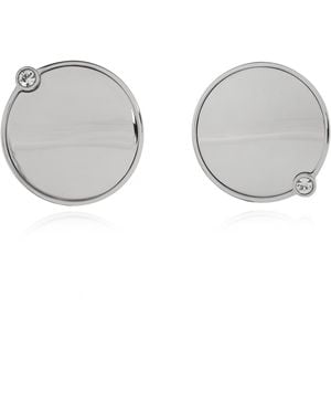 MM6 by Maison Margiela Round Earrings With Engraved Logo - Grey