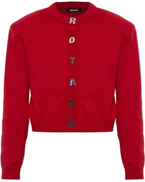 ROTATE BIRGER CHRISTENSEN Cotton Cardigan With Shoulder Pads - Red
