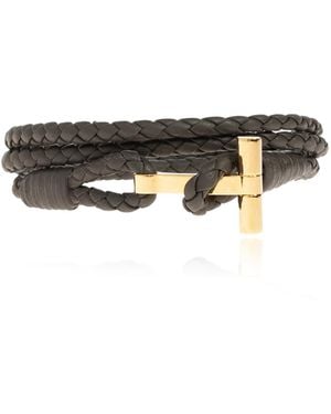 Tom Ford Leather Bracelet - Grey