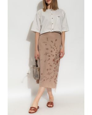 Fendi Skirt With Decorative Finish - Natural