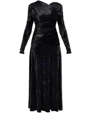 Ganni Velvet Dress With Draping - Black