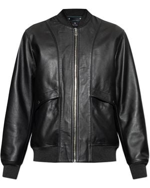 Paul Smith Leather 'Bomber' Jacket - Black