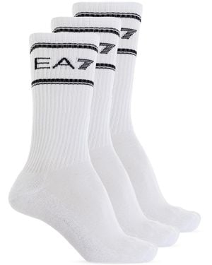 EA7 Three-Pack Of Socks With Logo - White