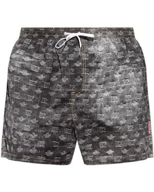 DSquared² Swim Shorts With Monogram - Grey