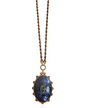 Versace Long Necklace With Pendant - Blue