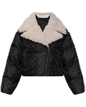 Palm Angels Short Jacket With Faux Fur - Black