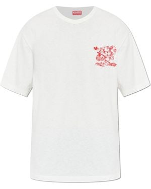 KENZO T-Shirt With Embroidered Pattern - White