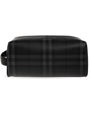 Burberry Cosmetic Bag With Logo - Black