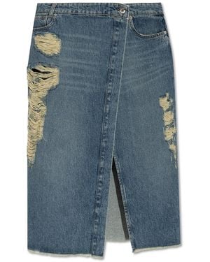 Blumarine Denim Skirt With Vintage Effect - Blue