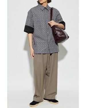 Lanvin Patterned Short-Sleeve Shirt - Gray