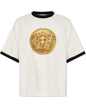 Versace T-Shirt With Print - Natural