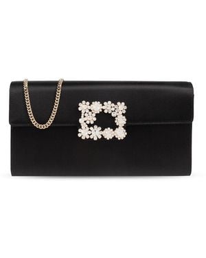 Roger Vivier Satin Clutch 'Efflorescence' - Black