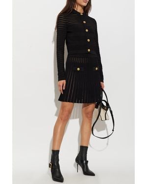 Balmain Skirt With Decorative Pockets - Black