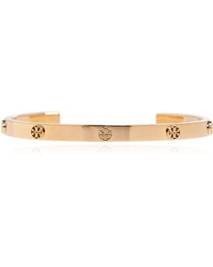 Tory Burch Brass Bracelet With Logo - Metallic