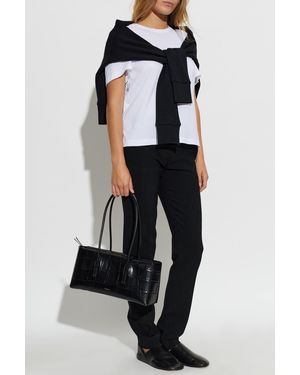TOTEME Cotton T-Shirt With Embroidered Logo - Black