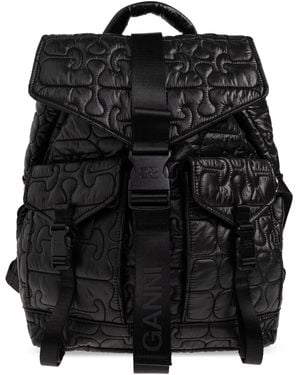 Ganni Quilted Backpack - Black