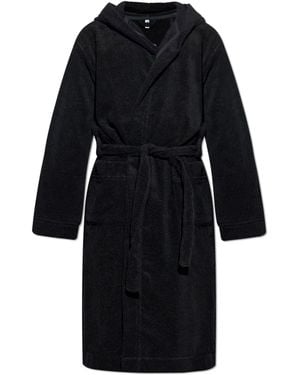 Moschino Cotton Bathrobe With Hood, - Black
