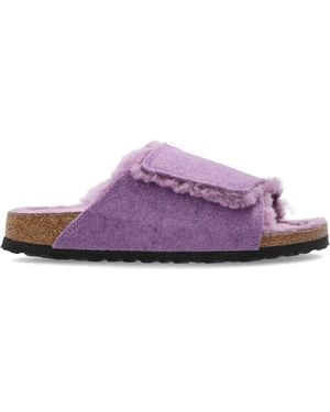 Birkenstock "Solana Shearling" Slides - Purple