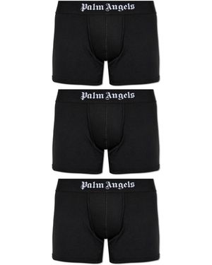 Palm Angels Three-Pack Of Boxers With Logo - Black