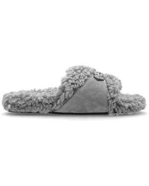 Balenciaga 'Furry Slide' Slides - Grey