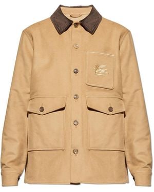 Etro Jacket With Logo - Natural
