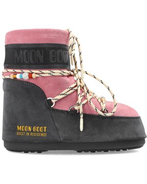 Moon Boot Snow Boots 'X Gir Icon Low Suede Beads' - Pink
