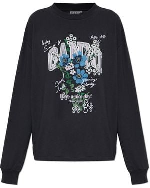 Ganni T-Shirt With A Colourful Print - Black