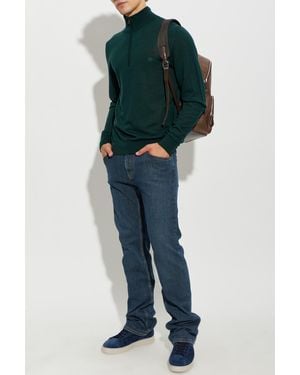 Etro Wool Sweater With Embroidered Logo - Blue